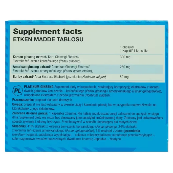 Olimp Platinum Ginseng 60 Kapsül